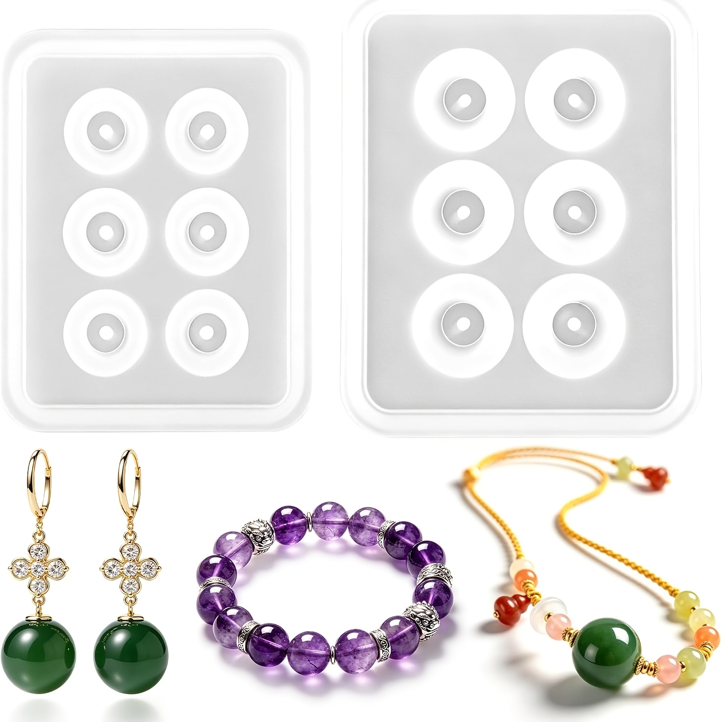 Resin Mold Jewelry - Deux moules sphériques perforés en silicone,