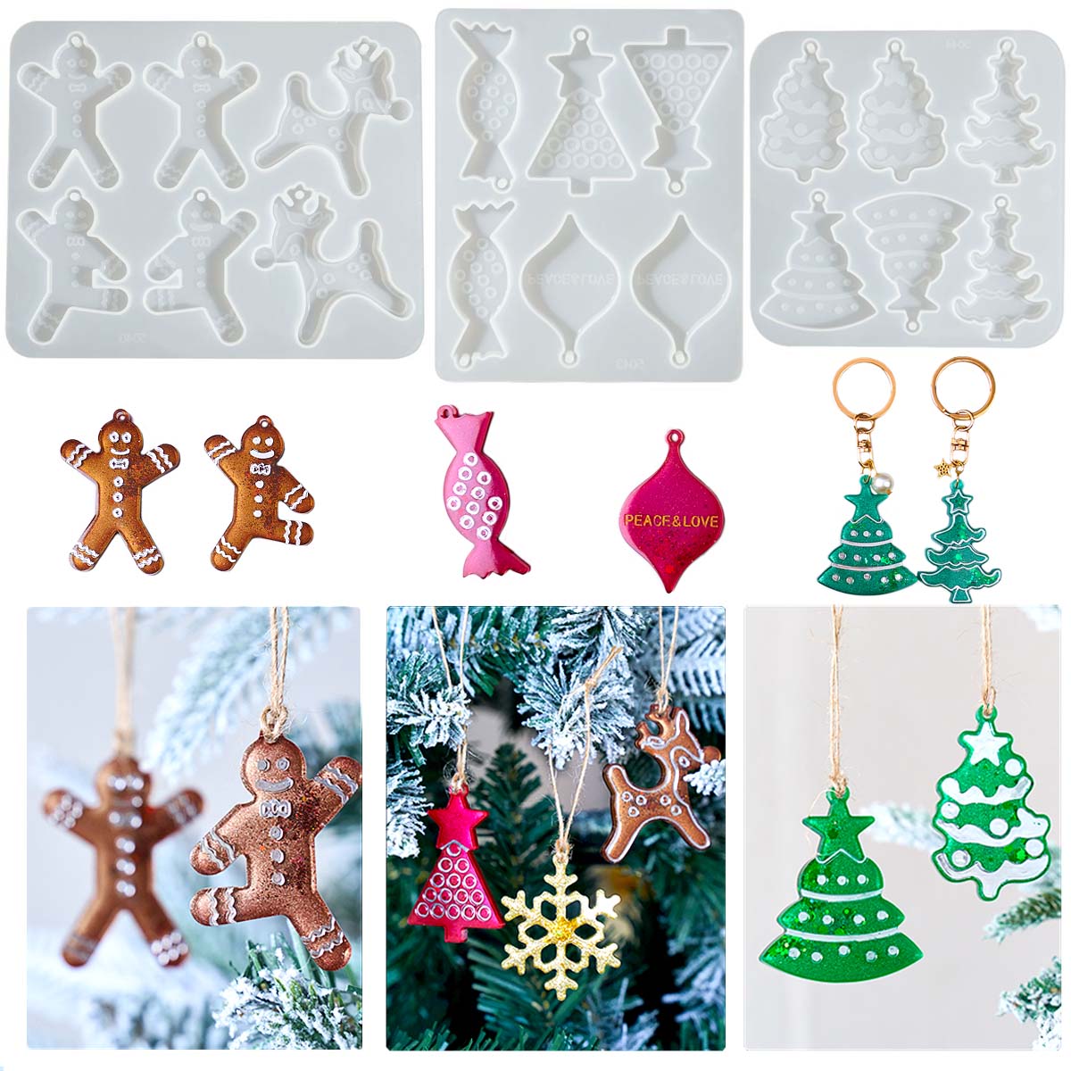 Resin Mold Jewelry - Série de noël boucles d'oreilles pendentif